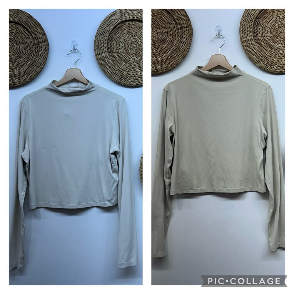 Bundle (2) Lululemon All Aligned Mock Neck Long Sleeve Shirt 14 Neutral Cream